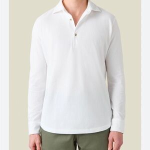 AYR Polo Shirt Men's Medium White Long Sleeve Cotton Sz L